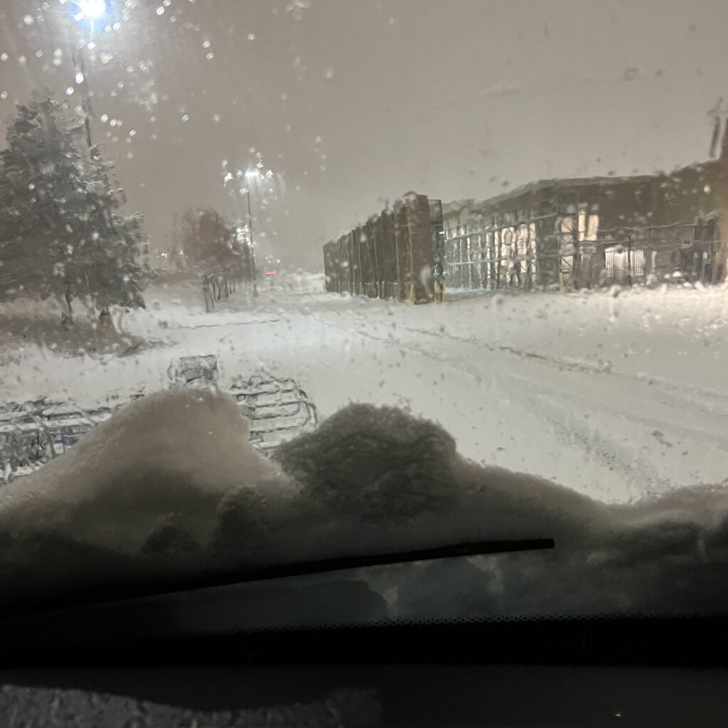 Snow accumulation at trucking delivery