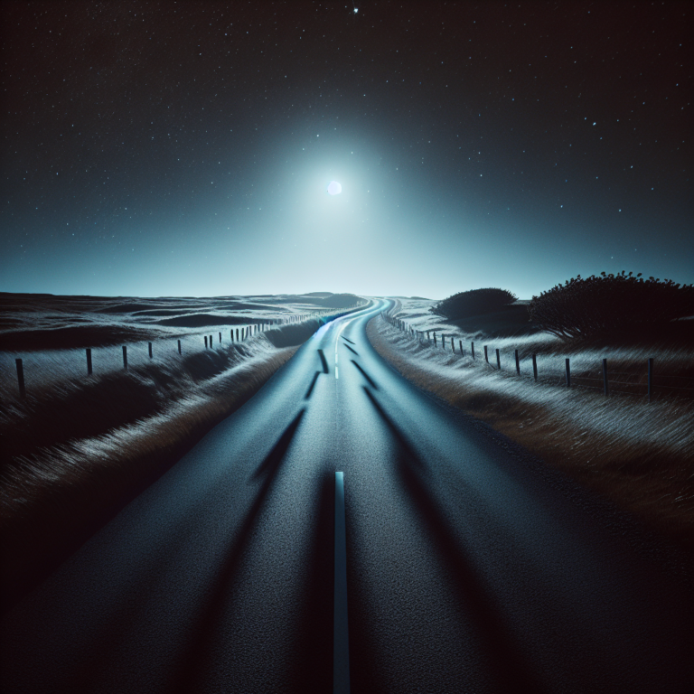 Dark road at night