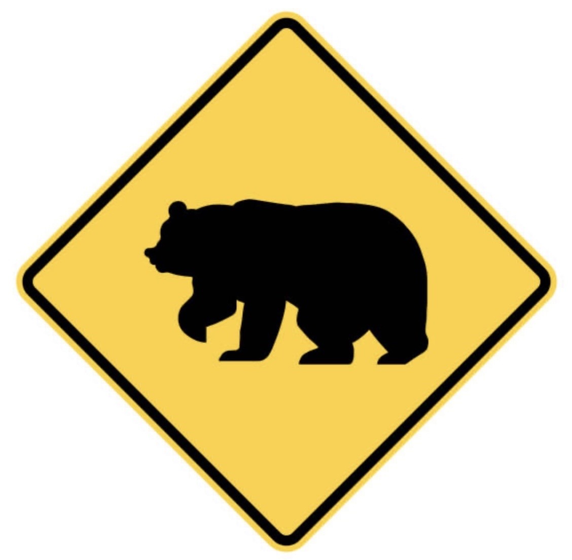 Bear crossing road sign