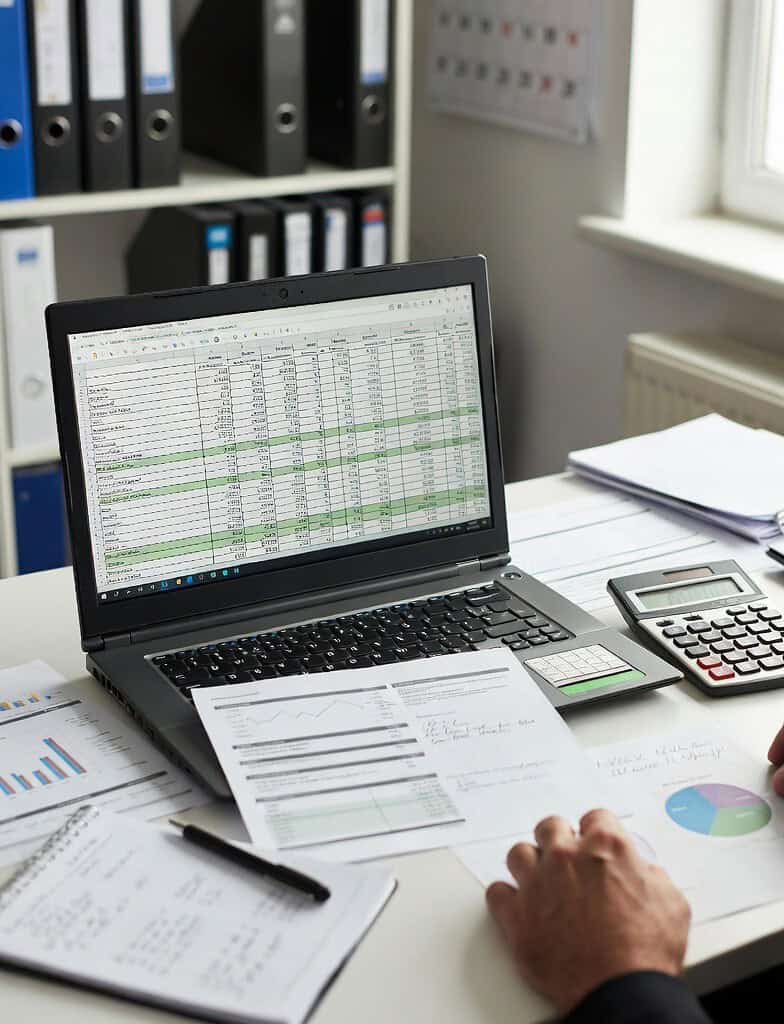 owner operator reviewing trucker tax deductions on laptop